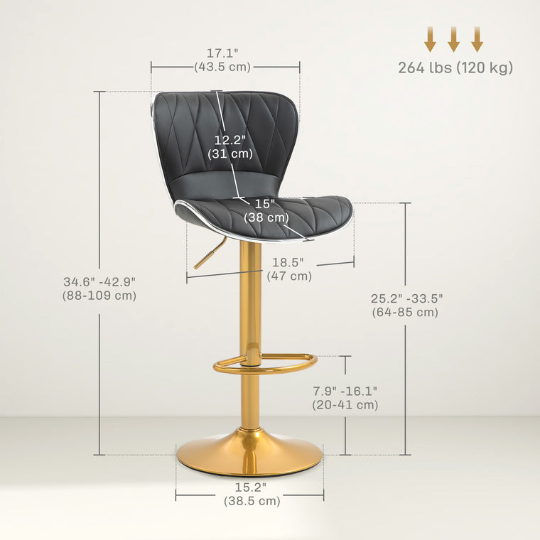 Counter Height Swivel Bar Stools Set of 2, PU Leather