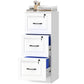 3 Drawer File Cabinet with Lock, Vertical Filing Cabinet with Adjustable Hanging Bars for A4 and Letter Size, White