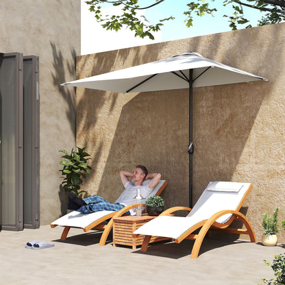 8ft Cream White Half Umbrella with 5 Ribs
