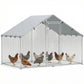 Metal Chicken Coop, 9.8 x 11.2 FT Walk-in Chicken Run with Cover, Lockable Door, Outdoor Poultry Cage for 10-15 Chickens