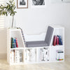 6-Cubby Bookcase with Seat Cushion, Cube Storage Shelf with Reading Nook for Home Office, Study, Grey