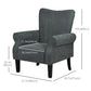 Fabric Armchair, Modern Accent Chair with Wood Legs for Living Room, Bedroom, Home Office, Dark Grey