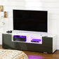 TV Stand for TVs up to 60", TV Unit with LED Lights, Storage Shelves and Cupboards, 53.9" x 13.8" x 16.5", Grey