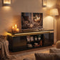 TV Stand for TVs up to 60 Inch, Modern Entertainment Center with LED Lights and Power Outlets, High Gloss Black