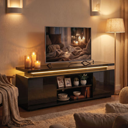 60" TV Stand with LED Lights and Power Outlets