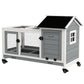 Rabbit Cage with Wheels, Ramp, Run, Tray for Indoor Outdoor, Suitable for Rabbit, Guinea Pig, Grey