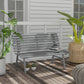 Outdoor Bench Patio Bench, Aluminum Lightweight Park Bench with Slatted Seat for Lawn, Park, Deck, Grey