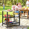 Stainless Steel Grill Cart with Shelves and Wheels