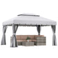 13' x 10' Outdoor Patio Gazebo Canopy with 2-Tier Polyester Roof, Vented Mesh Sidewalls and Strong Aluminum Frame for Backyard and Garden, Grey