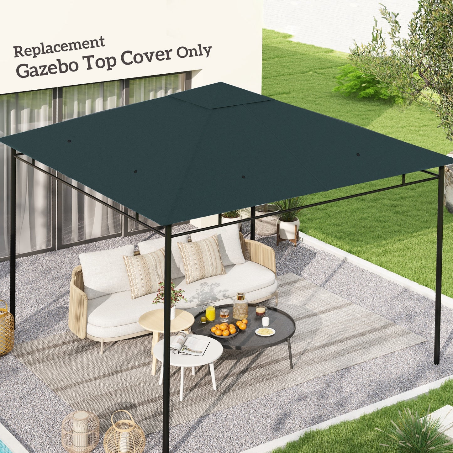 10' x 10' Square Gazebo Canopy Replacement UV Protected Top Cover Sun Shade Grey