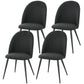 Set of 4 Modern Dining Chairs, Velvet Upholstered Kitchen Chairs with Steel Legs for Living Room, Black