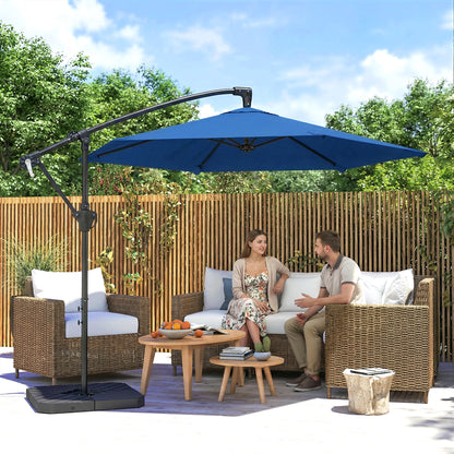 9.7' Navy Blue Offset Umbrella with Fillable Weights
