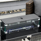Propane Fire Pit Table 43" Outdoor Fire Table, 50,000 BTU Pulse-Ignition Wicker Firepit Furniture with Glass Wind Guard, Blue Glass Rock, CSA Certification, Grey