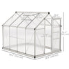 6' x 8' x 6.6' Polycarbonate Greenhouse, Walk-In Green House Kit Garden, Plants Grow, Galvanized Sheet Aluminum Frame with Rain Gutter, Vent and Sliding Door, Silver