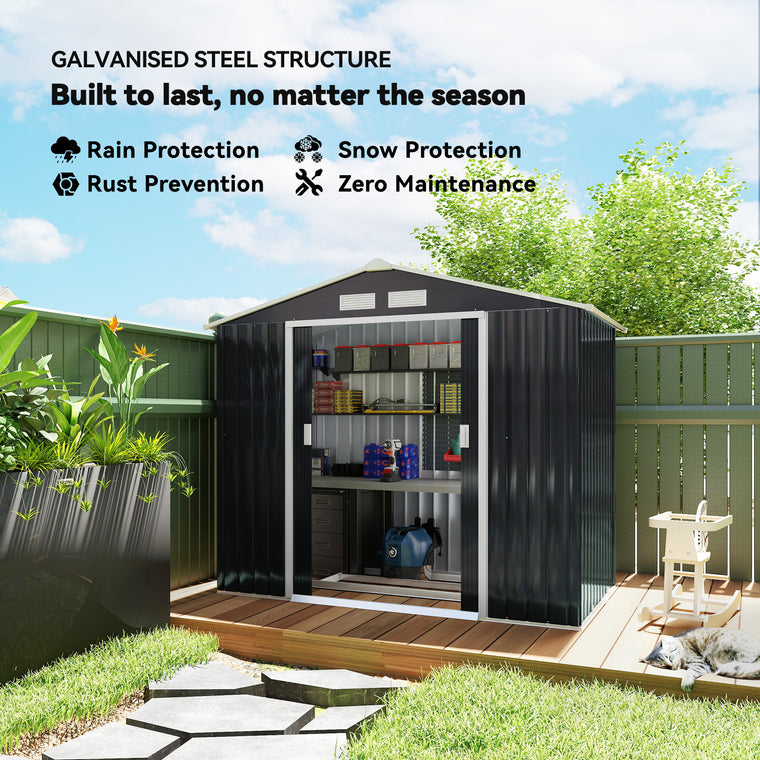 7' x 4' x 6' Metal Garden Shed with Double Doors