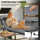 Lounge Chair Outdoor, Folding Chaise Lounge with 5-Level Adjustable Back, Cushion, Side Pocket and Headrest