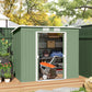 7' x 4' Galvanised Steel Garden Shed, with Foundation Kit - Green