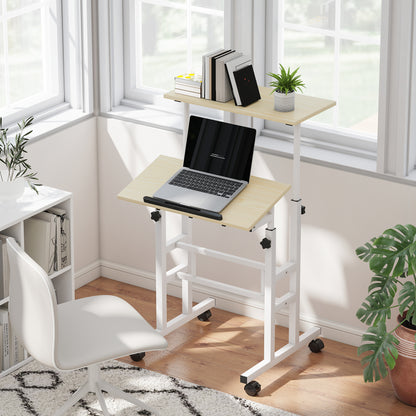 Adjustable Stand Up Desk with Wheels - Natural