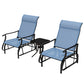 3PCs Gliding Rocking Chair & Bistro Tea Table Set, Grey