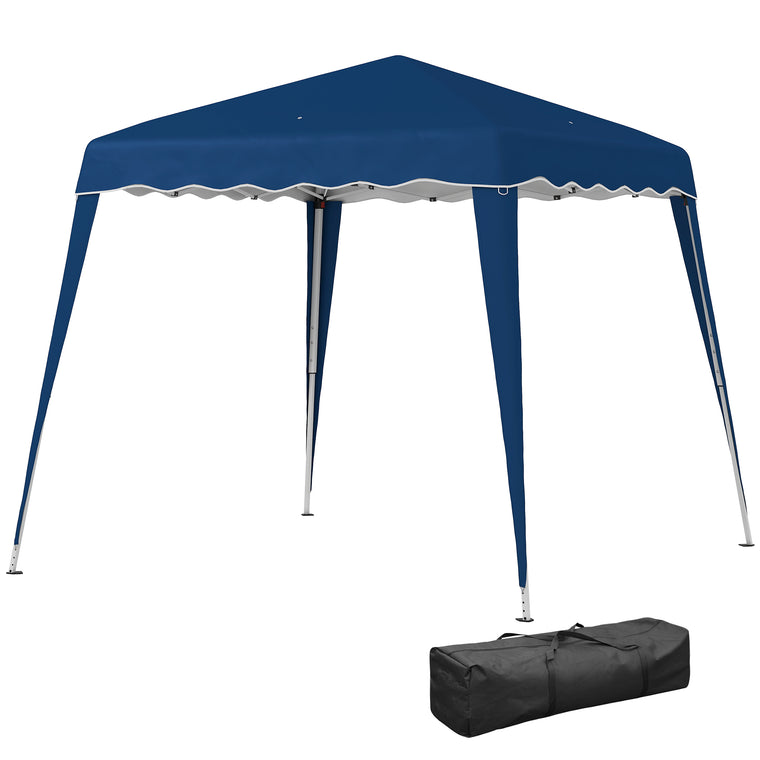 8' x 8' Blue Foldable Pop-Up Canopy Tent with Carrying Bag