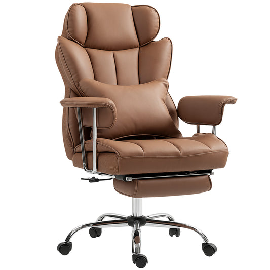 Executive Massage Office Chair with Footrest - Brown