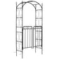 7' Metal Garden Arbor Arch with Scrollwork Doors