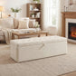 Storage Ottoman, Upholstered Velvet End of Bed Bench, Button Tufted Storage Bench for Bedroom, Living Room, Beige