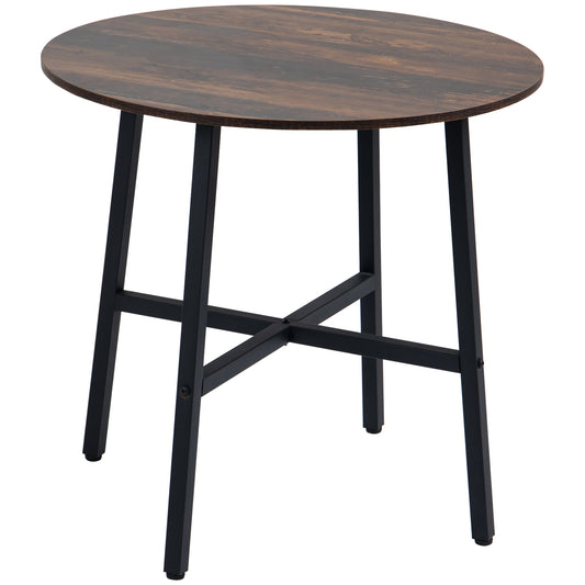 31.5" Round Industrial Dining Table - Rustic Brown