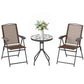 Folding Outdoor Bistro Set, Patio Table and Chairs with Reclining Backrest and Round Dining Table, Brown