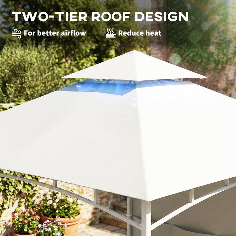 10' x 10' Cream White Patio Gazebo with Storage & Hook