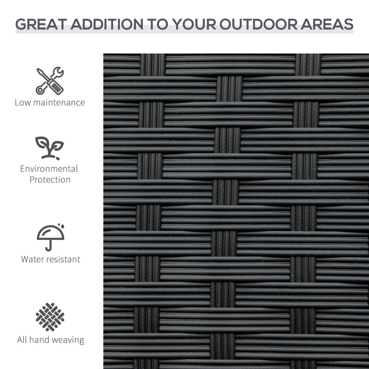 Rattan Wicker Loveseat Garden Bench Hand Woven Portable Backyard Black