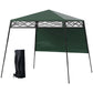 7' x 7' Green Pop-Up Canopy Tent with Backpack & Inclined Legs