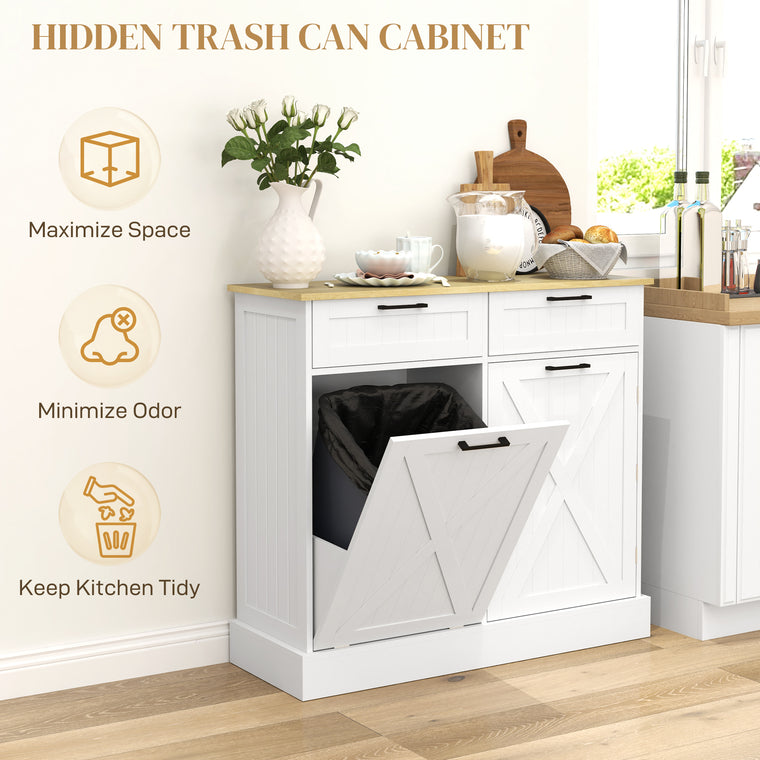 10-Gallon Tilt-Out Trash Cabinet with 2 Drawers