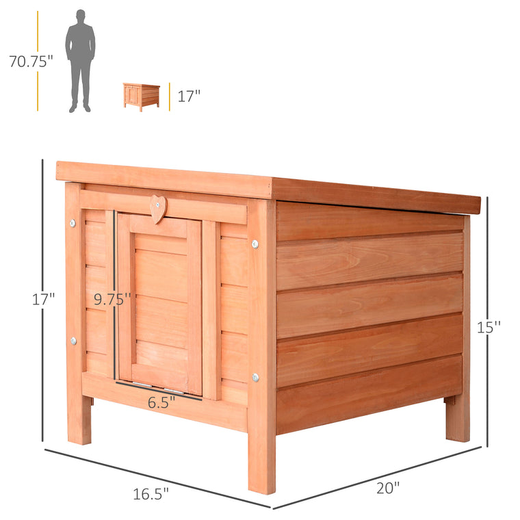 Orange Wooden Rabbit Hutch with Waterproof Asphalt Roof