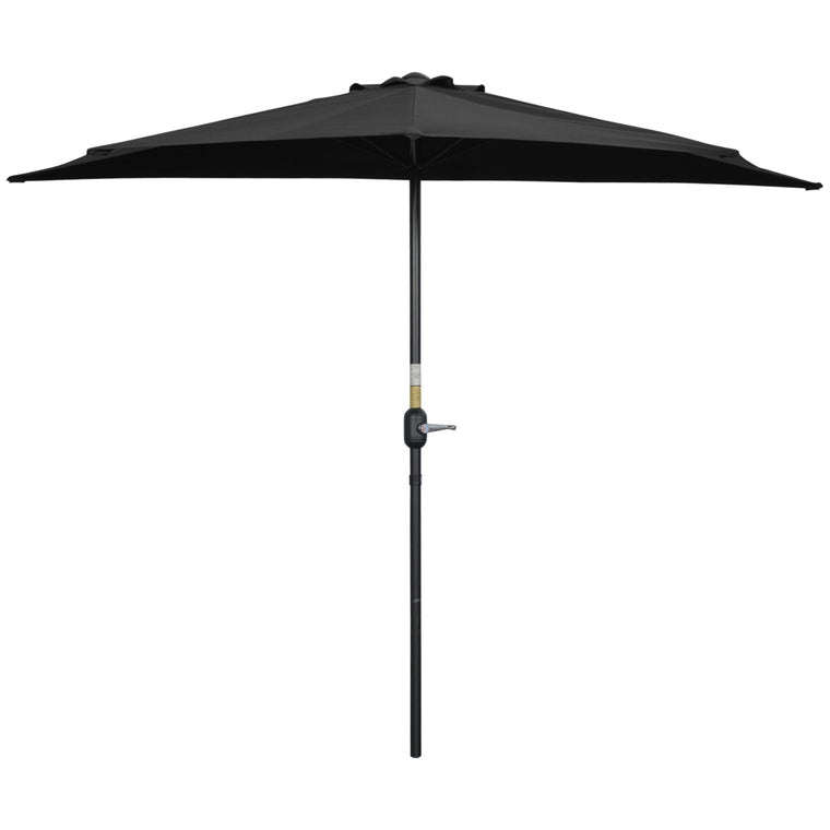 9ft Black Half Round Umbrella with 5 Ribs