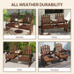 Wooden Outdoor Loveseat, Wagon Wheel Outdoor Bench with Table, Carbonized