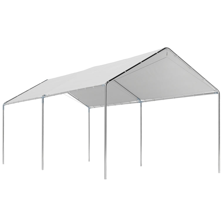 10' x 20' White Galvanized Carport with Anchor Kit