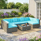 7 Piece Patio Furniture Set, PE Rattan Outdoor Conversation Set with Sectional Sofa