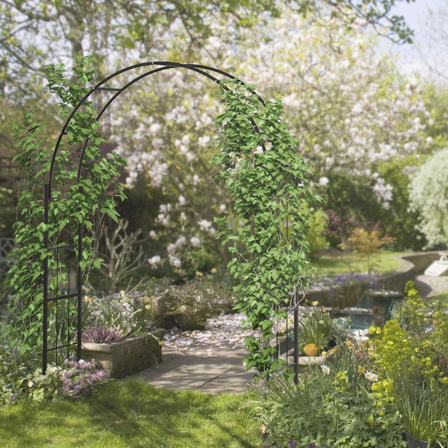 7FT Garden Arch Trellis, Outdoor Wedding Arbor for Ceremony for Climbing Roses, Vines and Plants