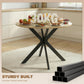 39" Dining Table, Contemporary Round Kitchen Table with Steel Legs, Brown Wood Grain