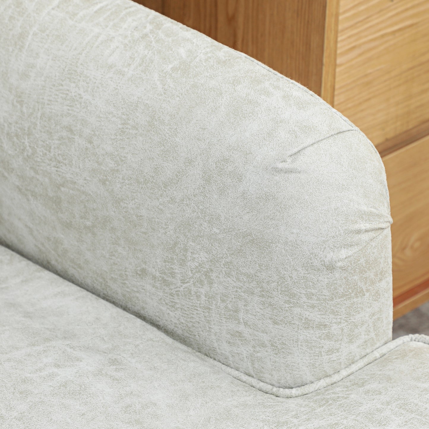 Modern Accent Chair, Leathaire Armchair with Turned Legs and Wide Seat, Single Sofa for Bedroom, Living Room, Cream White