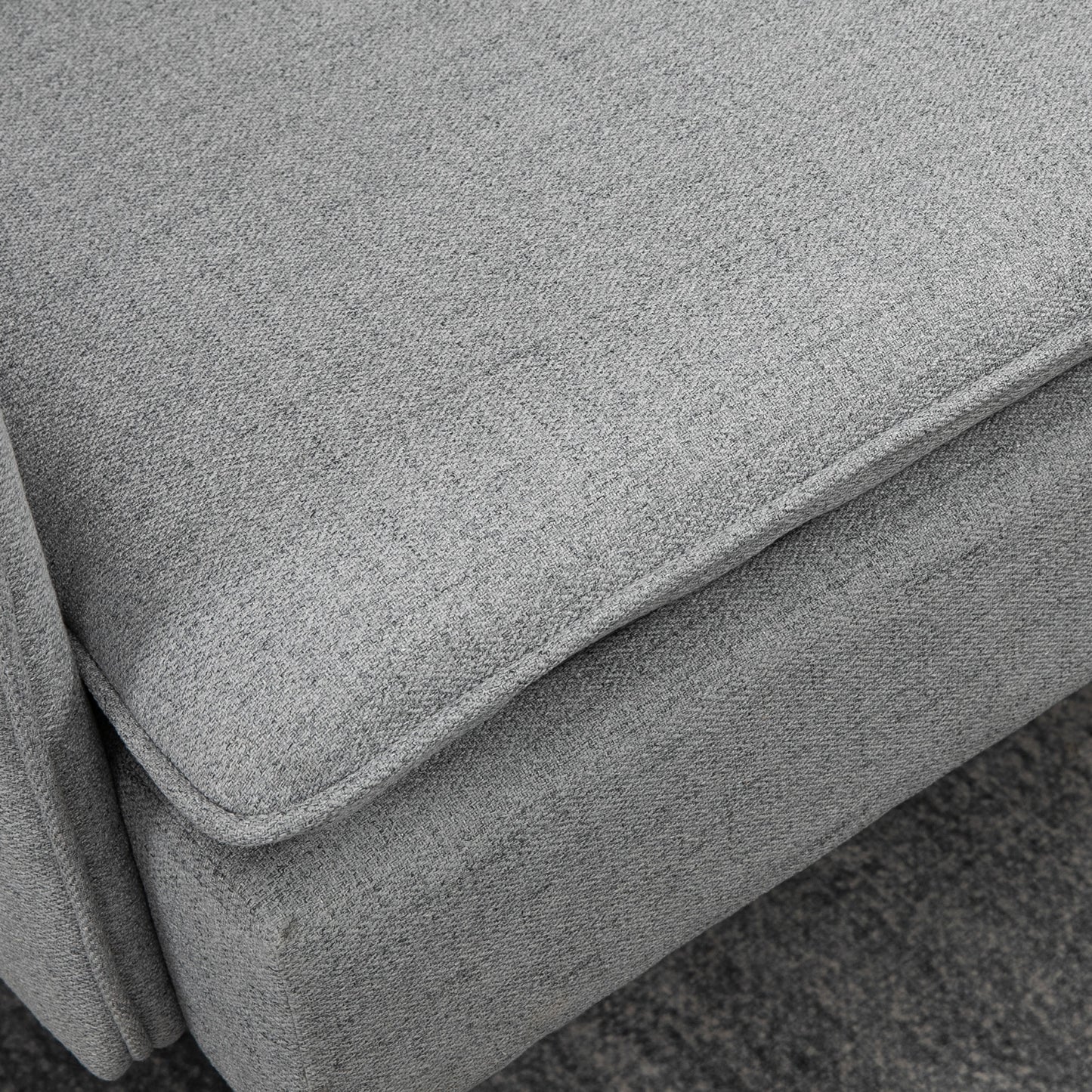 55" Loveseat Sofa, Linen Love Seat w/ S spring, Steel Legs and Button Tufting, Small Couch for Living Room, Grey