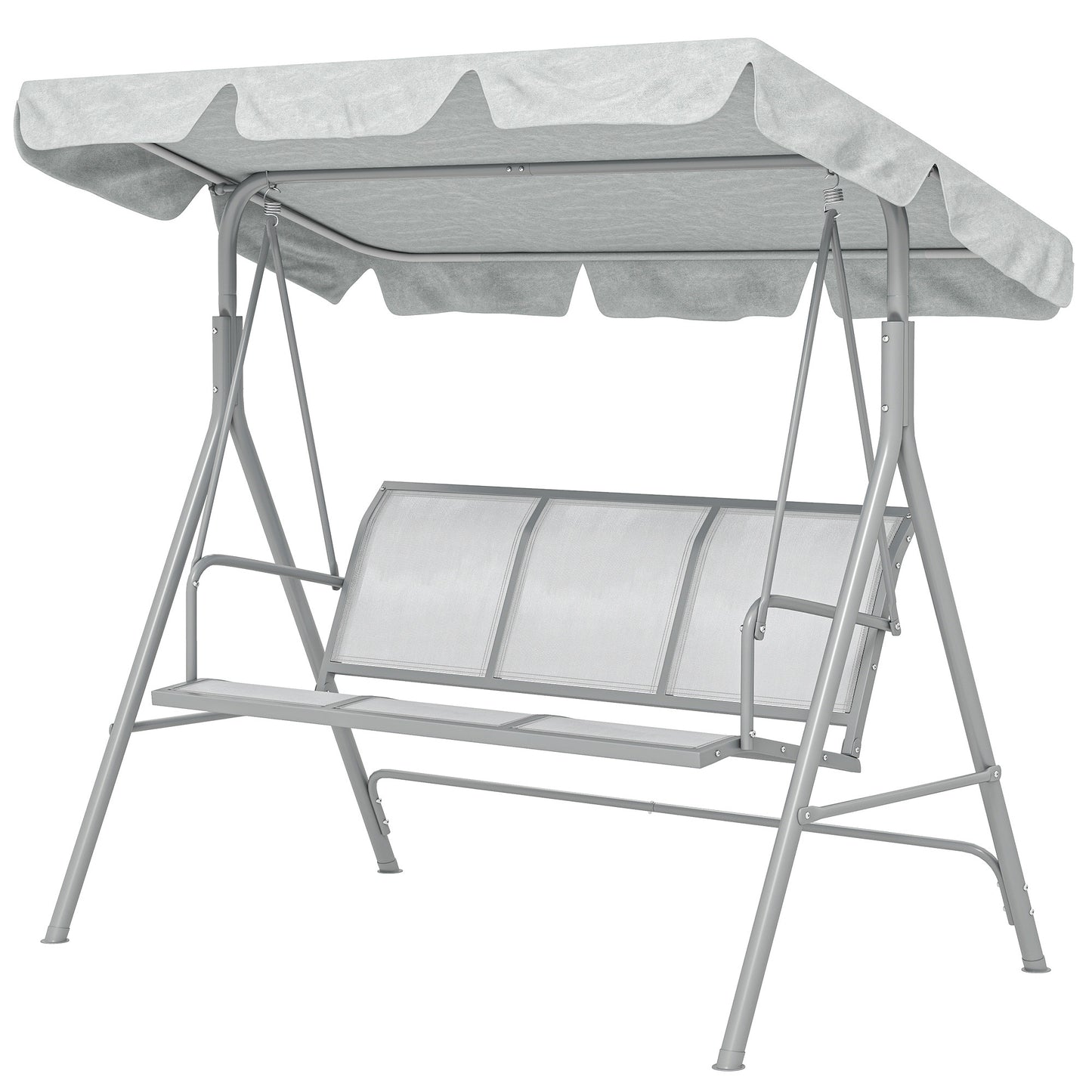 3-Seater Outdoor Swing Chair, Patio Swing, A Frame Porch Swing with Canopy, Garden Hammock Glider Bed, Light Grey