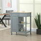 Rolling Kitchen Cart with Wood Top and Drawer, Kitchen Island on Wheels for Dining Room, Grey