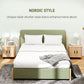 Nightstand Set of 2, Side Table with Shutter Doors, Sofa End Table with Steel Frame, for Bedroom, Living Room, Oak