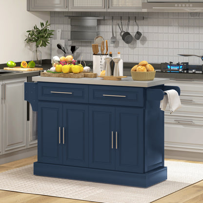Rolling Kitchen Island with Stainless Steel Top