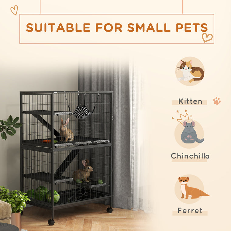 5-Tier Grey Deluxe Rolling Cage for Rabbits & Chinchillas