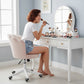 Office Chair, Armless Swivel Desk Chair with Adjustable Height, Backrest, Tilt Function for Office, Vanity, Pink