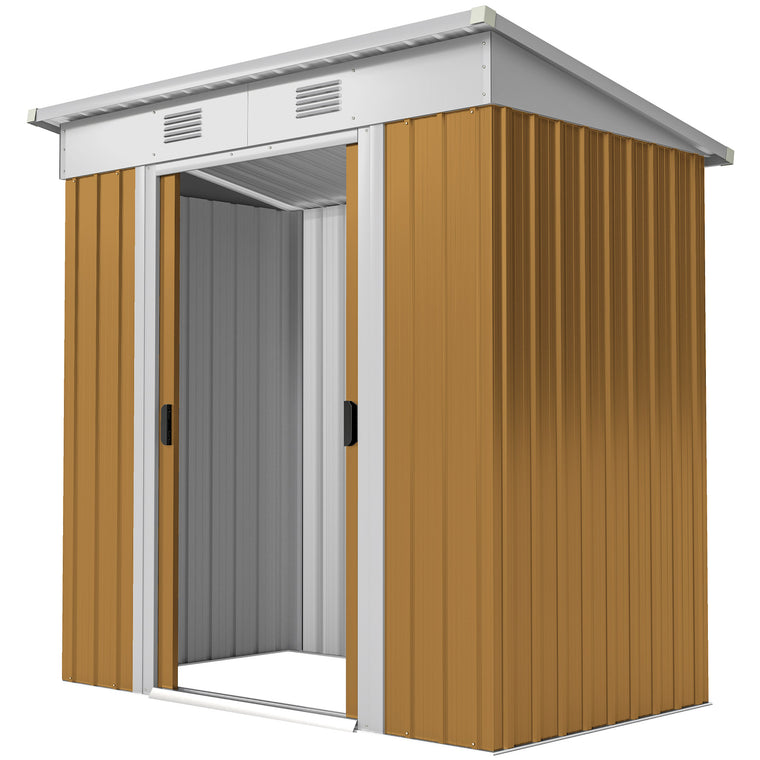 6' x 4' Metal Garden Shed with Lockable Sliding Doors and Vents