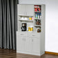 71" Kitchen Hutch with Storage Cabinet, Modern Buffet with Hutch, Cupboard with Drawers for Living Dining Room, Ash White